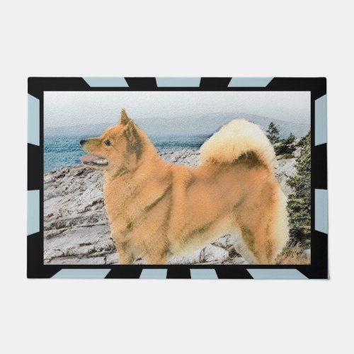 Finnish Spitz at Seashore Painting _ Dog Art Doormat