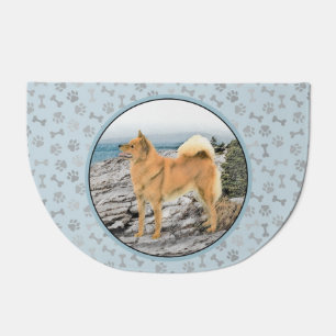 Finnish Spitz at Seashore Painting - Dog Art Doormat