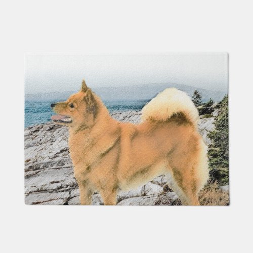 Finnish Spitz at Seashore Painting _ Dog Art Doormat