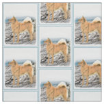 Finnish Spitz at Seashore Painting - Dog Art Fabric