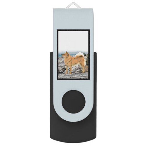 Finnish Spitz at Seashore Painting _ Dog Art Flash Drive