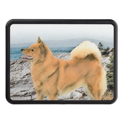 Finnish Spitz at Seashore Painting _ Dog Art Hitch Cover