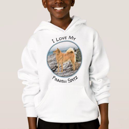 Finnish Spitz at Seashore Painting _ Dog Art Hoodie