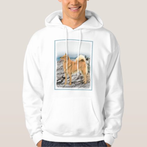 Finnish Spitz at Seashore Painting _ Dog Art Hoodie