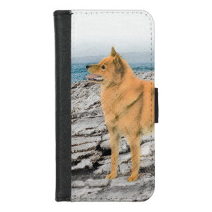 Finnish Spitz at Seashore Painting - Dog Art iPhone 8/7 Wallet Case