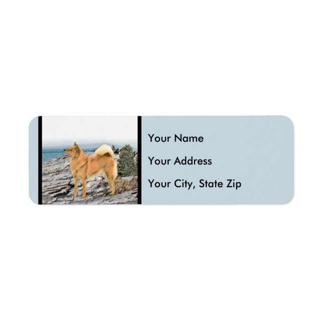 Finnish Spitz at Seashore Painting - Dog Art Label (Front)
