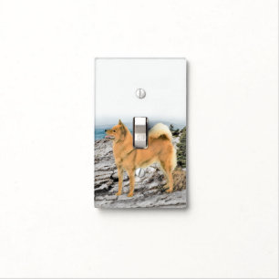 Finnish Spitz at Seashore Painting - Dog Art Light Switch Cover
