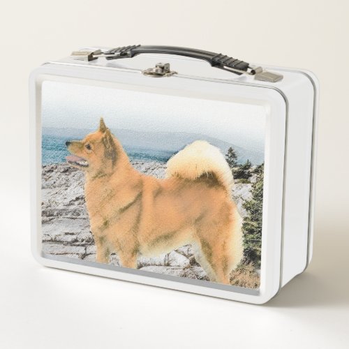 Finnish Spitz at Seashore Painting _ Dog Art Metal Lunch Box