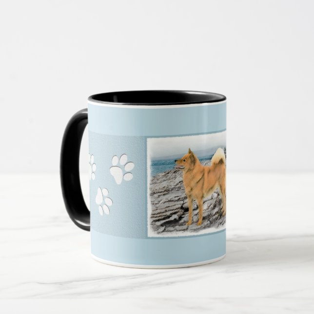 Finnish Spitz at Seashore Painting - Dog Art Mug (Front Left)