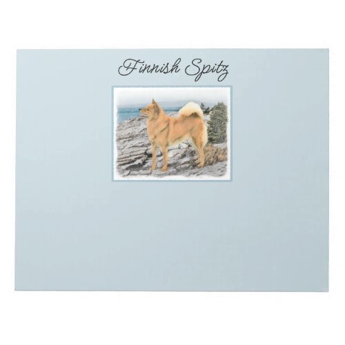 Finnish Spitz at Seashore Painting _ Dog Art Notepad