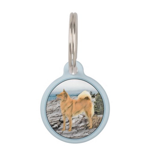 Finnish Spitz at Seashore Painting _ Dog Art Pet ID Tag