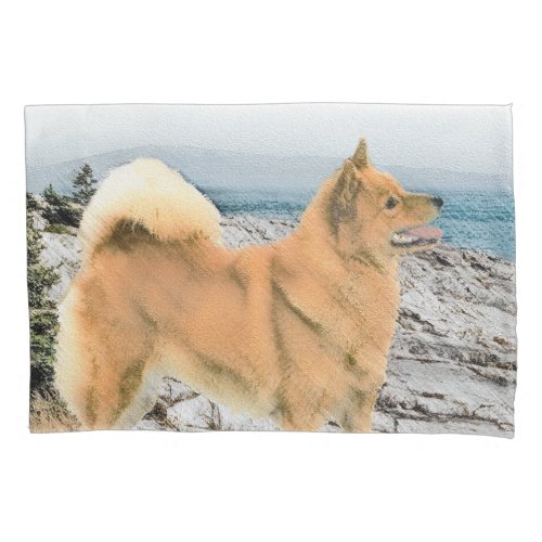 Finnish Spitz at Seashore Painting _ Dog Art Pillow Case