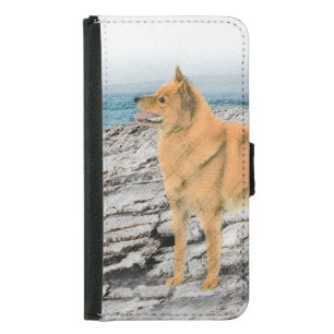 Finnish Spitz at Seashore Painting - Dog Art Samsung Galaxy S5 Wallet Case