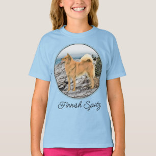 Finnish Spitz at Seashore Painting - Dog Art T-Shi T-Shirt