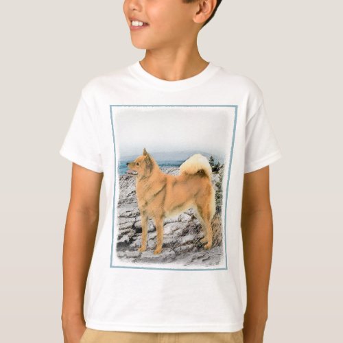 Finnish Spitz at Seashore Painting _ Dog Art T_Shirt