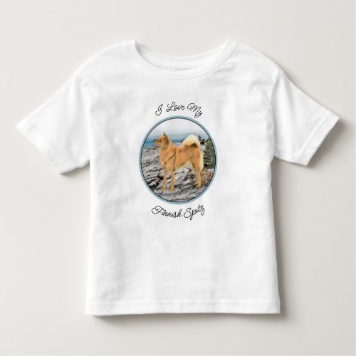 Finnish Spitz at Seashore Painting _ Dog Art Toddler T_shirt