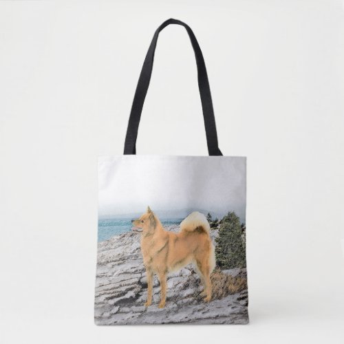 Finnish Spitz at Seashore Painting _ Dog Art Tote Bag