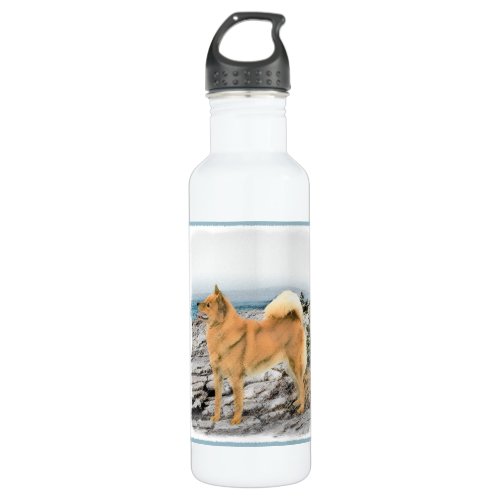 Finnish Spitz at Seashore Painting _ Dog Art Water Bottle