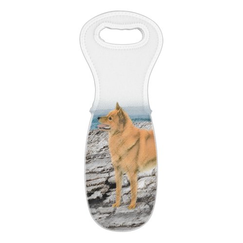 Finnish Spitz at Seashore Painting _ Dog Art Wine Bag