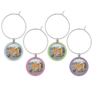 Finnish Spitz at Seashore Painting - Dog Art Wine Charm