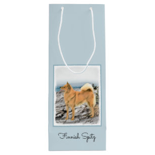 Finnish Spitz at Seashore Painting - Dog Art Wine Gift Bag