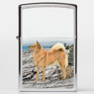Finnish Spitz at Seashore Painting - Dog Art Zippo Lighter