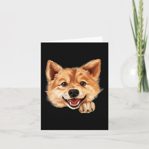 Finnish Spitz Dog Mom Dad Peeking Puppy Card