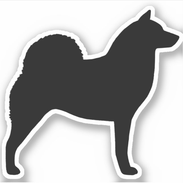 Finnish Spitz Dog Silhouette Cool Canine Black Sticker (Front)
