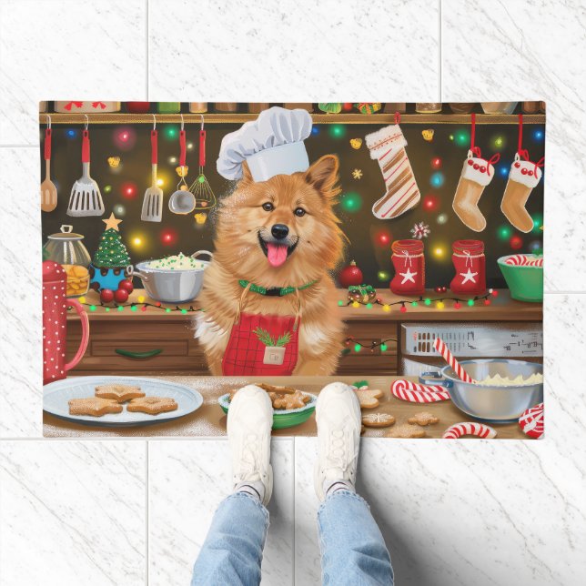 Finnish Spitz Holiday Baking: Festive Christmas Doormat (Indoor)