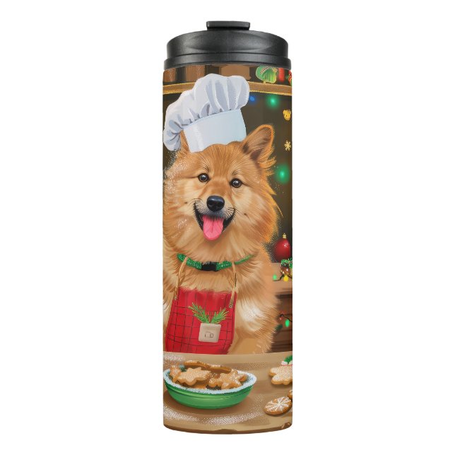 Finnish Spitz Holiday Baking: Festive Christmas Thermal Tumbler (Front)