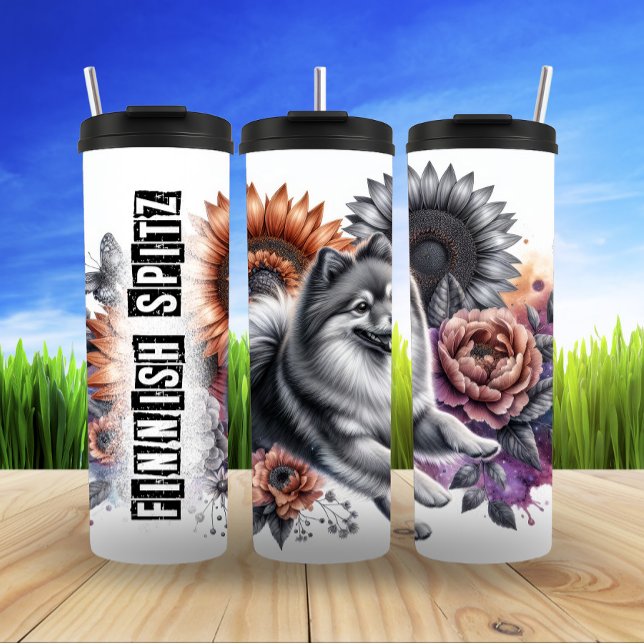 Finnish Spitz in Autumn Bloom Thermal Tumbler (Creator Uploaded)