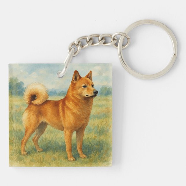 Finnish Spitz Keychain (Back)