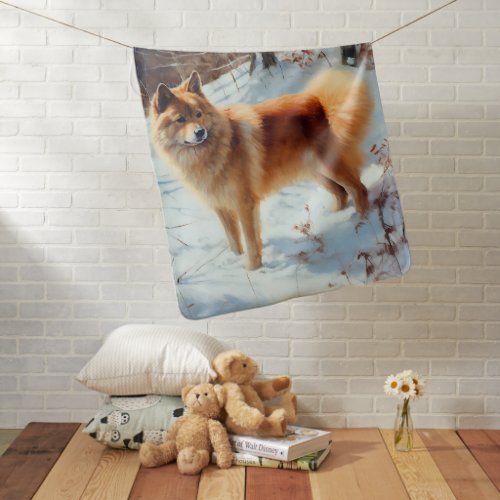 Finnish Spitz Let It Snow Christmas  Baby Blanket