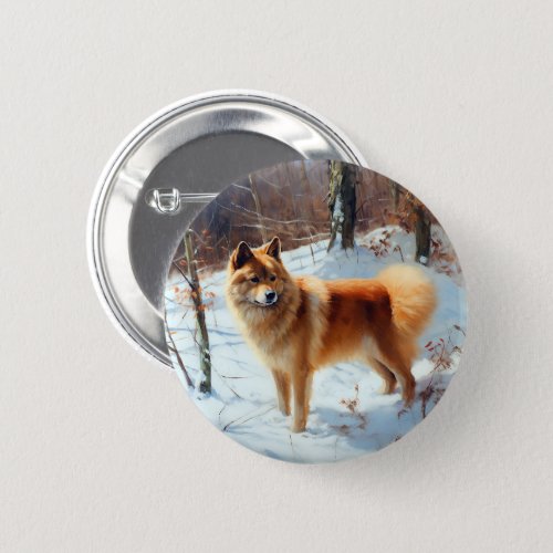 Finnish Spitz Let It Snow Christmas  Button