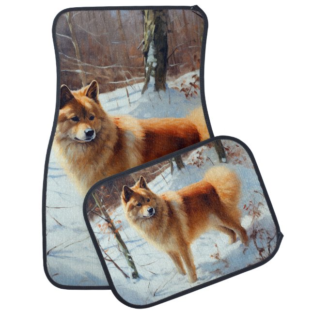 Finnish Spitz Let It Snow Christmas  Car Floor Mat (Set)