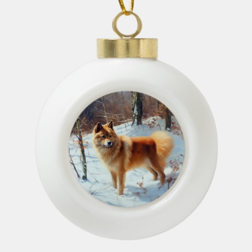 Finnish Spitz Let It Snow Christmas  Ceramic Ball Christmas Ornament