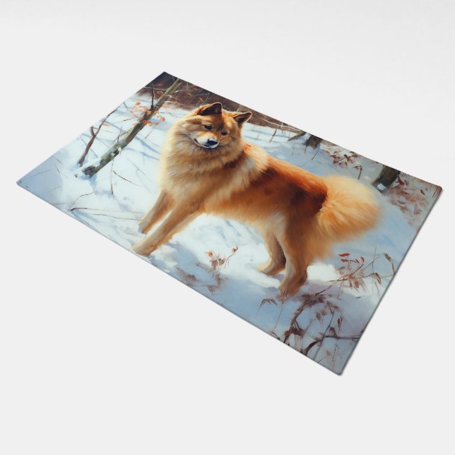 Finnish Spitz Let It Snow Christmas  Doormat (Angled)