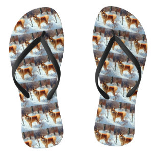 Finnish Spitz Let It Snow Christmas Flip Flops