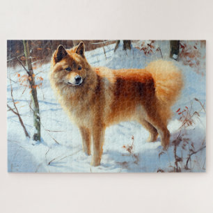 Finnish Spitz Let It Snow Christmas Jigsaw Puzzle