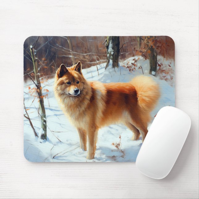 Finnish Spitz Let It Snow Christmas  Mouse Pad (With Mouse)