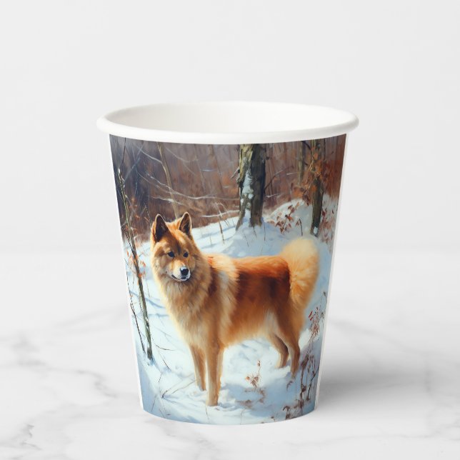Finnish Spitz Let It Snow Christmas  Paper Cups (Front)