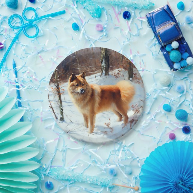 Finnish Spitz Let It Snow Christmas  Paper Plates (Party)