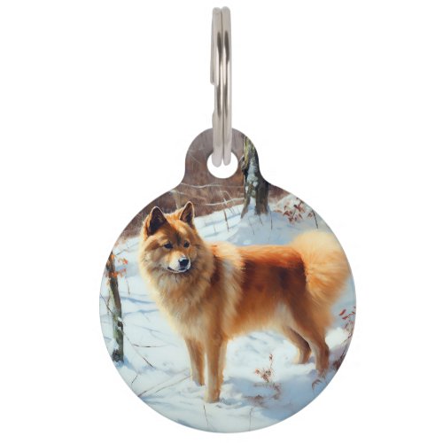 Finnish Spitz Let It Snow Christmas  Pet ID Tag