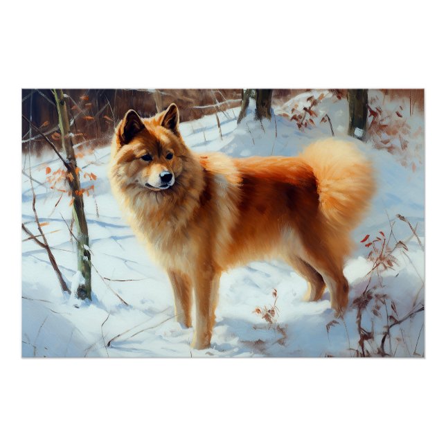 Finnish Spitz Let It Snow Christmas  Poster (Front)