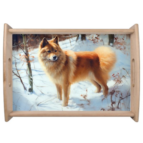 Finnish Spitz Let It Snow Christmas  Serving Tray