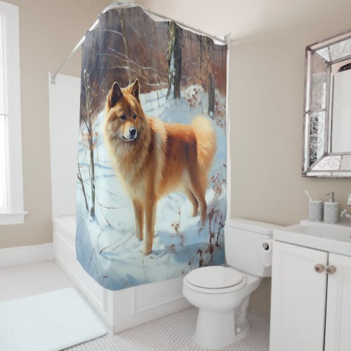 Finnish Spitz Let It Snow Christmas  Shower Curtain