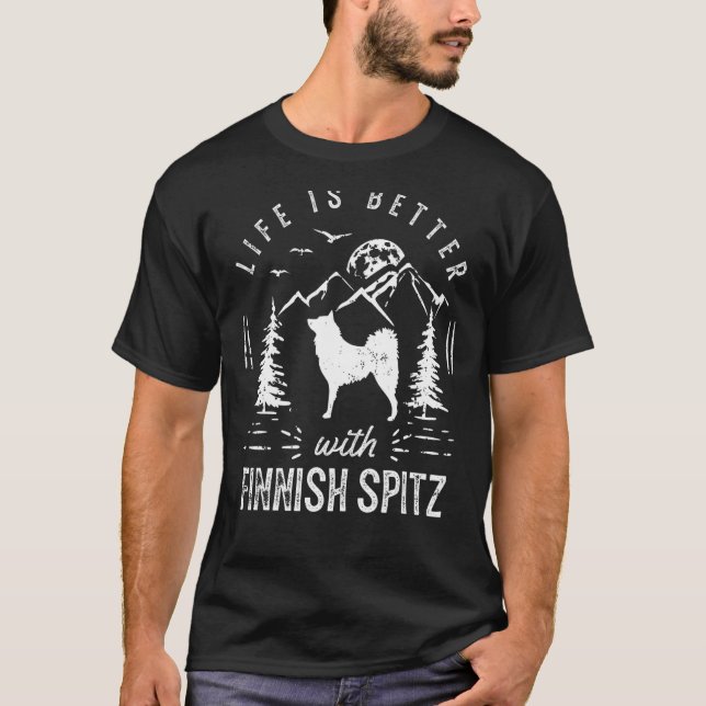 Finnish Spitz Life Better Mom Dad Dog T-Shirt (Front)