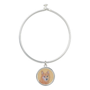 Finnish Spitz Painting - Cute Original Dog Art Bangle Bracelet