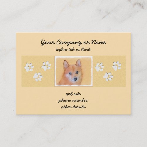 Finnish Spitz Painting _ Cute Original Dog Art Business Card