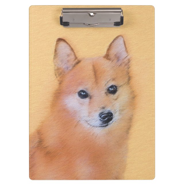 Finnish Spitz Painting - Cute Original Dog Art Clipboard (Front)